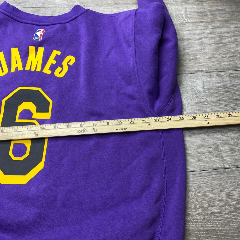 Jordan Sweatshirt Lakers LeBron James Men L Purple Cotton Blend NBA Jersey Style - Picture 10 of 12